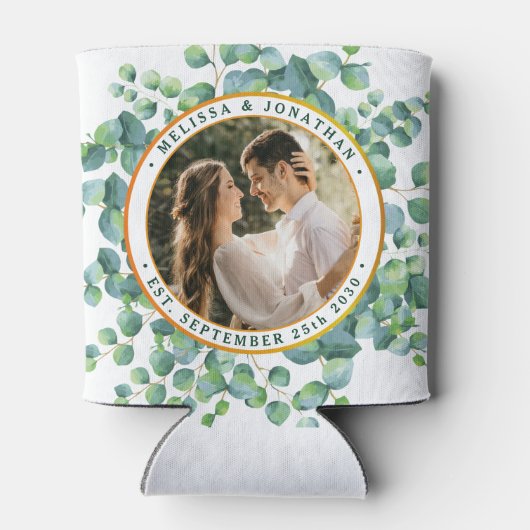 Rafraîchisseur Pour Canette Photo moderne Eucalyptus Mariage or vert (Dos)