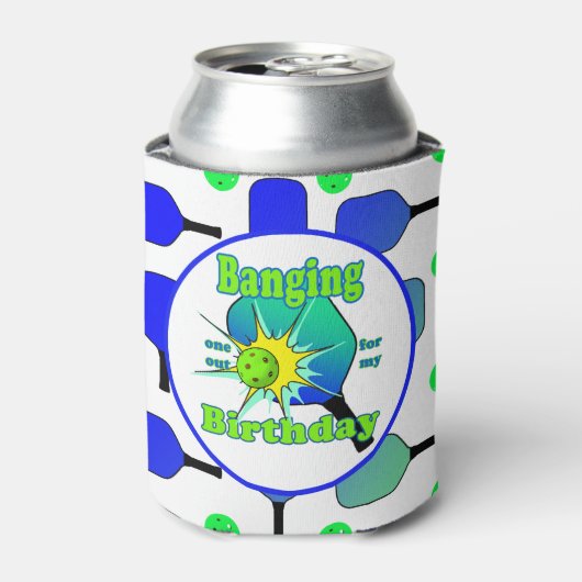 Rafraîchisseur Pour Canette Pickleball Anniversaire Bleu Vert Paddle Ball Beng (Can devant)