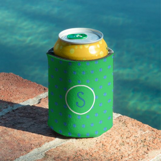 Rafraîchisseur Pour Canette Pickleball bleu Preppy initial vert (Piscine in situ)