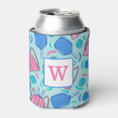 Rafraîchisseur Pour Canette Pickleball Blue Preppy Monogramme (Can devant)