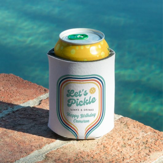 Rafraîchisseur Pour Canette Pickleball Party Pickle Retro Rainbow Stripe (Piscine in situ)