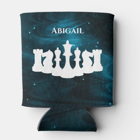 Rafraîchisseur Pour Canette Pièce d'échecs Personnalisée en Nébuleuse Bleue Re (Dos)