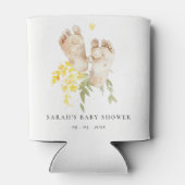 Rafraîchisseur Pour Canette Pieds bébé Jaune Floral Sexe Baby shower neutre (Dos)