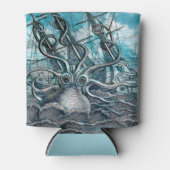 Rafraîchisseur Pour Canette Pieuvre géante Mer Bleue Monstre Voilier (Devant)