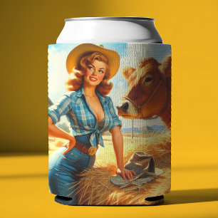 Rafraîchisseur Pour Canette Pin-up Cowgirl Mignonne Vintage