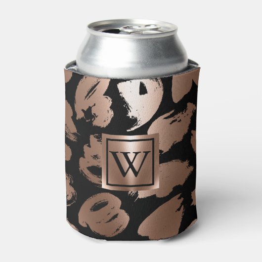 Rafraîchisseur Pour Canette Pinceau Abstrait noir et Rose (Can devant)