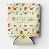 Rafraîchisseur Pour Canette Pine Cones et Holly Motif Joyeux Noël (Devant)