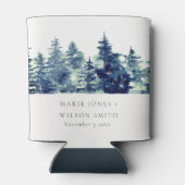 Rafraîchisseur Pour Canette Pine d'hiver Forêt de neige Mariage d'aquarelle (Dos)