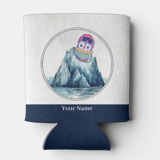 Rafraîchisseur Pour Canette Pingouin mignon debout sur un iceberg (Dos)