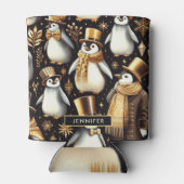 Rafraîchisseur Pour Canette Pingouin noir et doré (Dos)