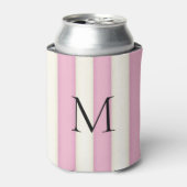 Rafraîchisseur Pour Canette Pink & Antique White Stripes Monogramme (Can devant)