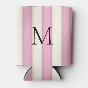 Rafraîchisseur Pour Canette Pink & Antique White Stripes Monogramme
