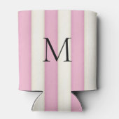Rafraîchisseur Pour Canette Pink & Antique White Stripes Monogramme (Dos)