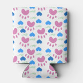 Rafraîchisseur Pour Canette Pink Cat Paw Blue Hearts Meow Pattern (Dos)