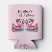 Rafraîchisseur Pour Canette Pink Flamingo Summer Birthday Party (Dos)
