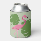 Rafraîchisseur Pour Canette Pink flamingo Tropical Green feuilles (Can devant)