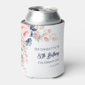 Rafraîchisseur Pour Canette Pink Floral 80e anniversaire Script (Can devant)