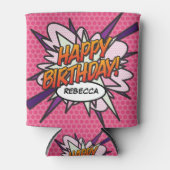 Rafraîchisseur Pour Canette Pink Fun HAPPY ANNIVERSAIRE Personnalisé (Devant)