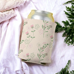 Rafraîchisseur Pour Canette Pink Green Retro Y2K les années 70 Fleur Motif