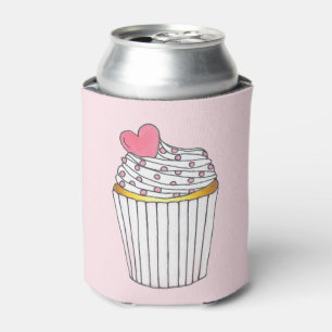 Rafraîchisseur Pour Canette Pink Heart Love Cupcake Baby shower nuptial Favori