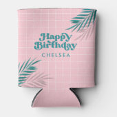 Rafraîchisseur Pour Canette Pink Modern Pool Party Palm Feuille Anniversaire (Devant)