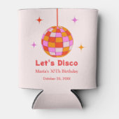 Rafraîchisseur Pour Canette Pink Orange Disco Ball Let's Disco Anniversaire (Devant)