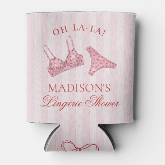 Rafraîchisseur Pour Canette Pink & Red Heart Lingerie Shower Panty Party Favor (Devant)