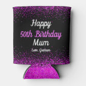 Rafraîchisseur Pour Canette Pink Script Confetti Dots Noir 50e Anniversaire Ma (Devant)