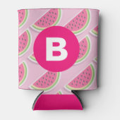 Rafraîchisseur Pour Canette Pink Watermelon Pattern Circle Monogram (Devant)
