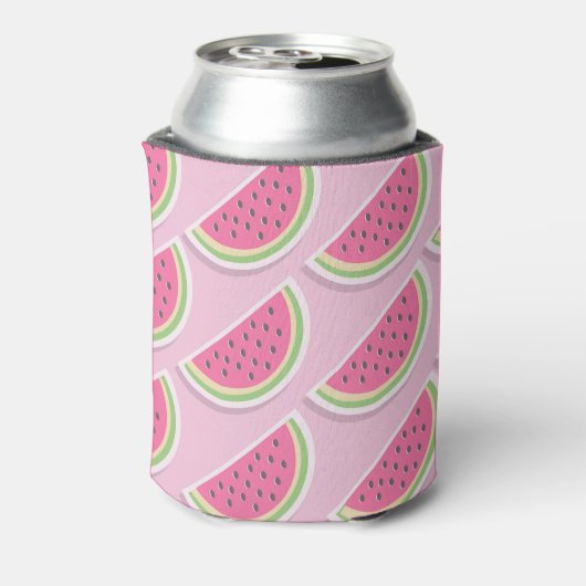 Rafraîchisseur Pour Canette Pink Watermelon Pattern Circle Monogram (Can Dos)