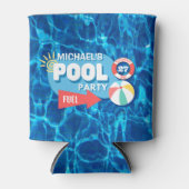 Rafraîchisseur Pour Canette Piscine d'été Fête Tropicale Anniversaire Bleu (Devant)