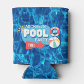 Rafraîchisseur Pour Canette Piscine d'été Fête Tropicale Anniversaire Bleu (Dos)