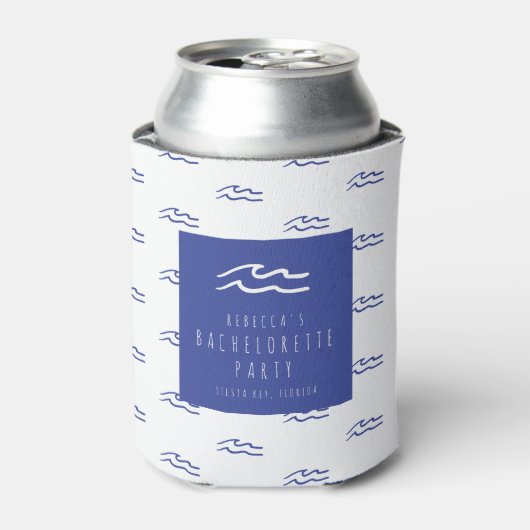 Rafraîchisseur Pour Canette Plage Bachelorette Bleu Vague Can Cooler (Can devant)