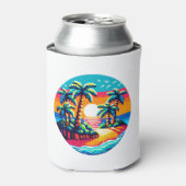 Rafraîchisseur Pour Canette Plage de coucher de soleil tropicale Relaxant Pixe (Can devant)