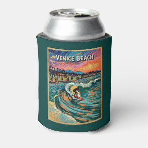 Rafraîchisseur Pour Canette Plage de Venise Surf Californie Couleurs Vives Vin