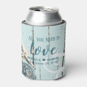 Rafraîchisseur Pour Canette plage nautique aqua bleu coquillage étoile mariage (Can devant)