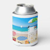 Rafraîchisseur Pour Canette Plage Ocean Sea Lifeguard Parasols (Can devant)