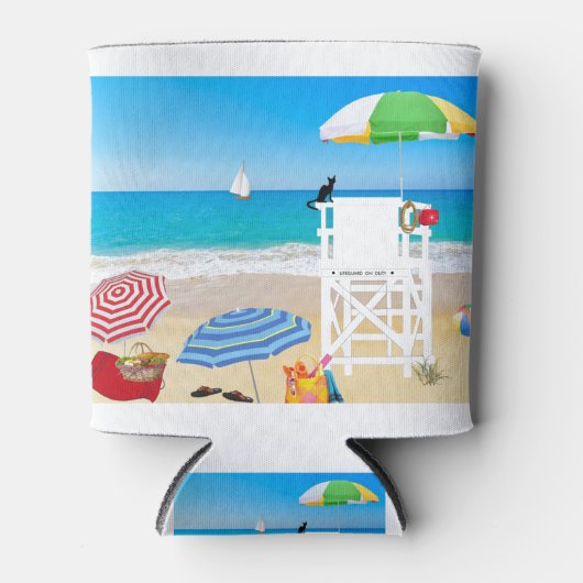 Rafraîchisseur Pour Canette Plage Ocean Sea Lifeguard Parasols (Devant)