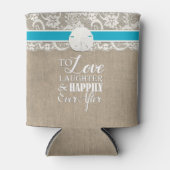 Rafraîchisseur Pour Canette Plage Rustique Burlap Dentelle Mariage Sanddollar (Devant)