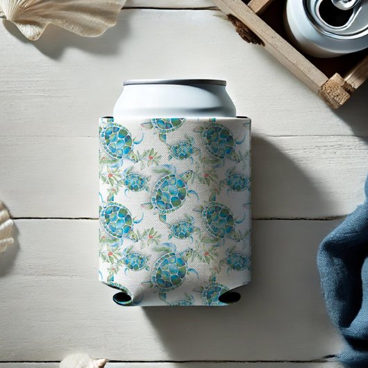 Rafraîchisseur Pour Canette Plage Turquoise de mer Aquarelle