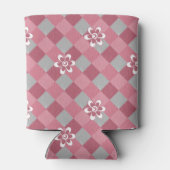 Rafraîchisseur Pour Canette Plaid gris et rose avec fleurs camomilaires (Dos)