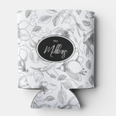 Rafraîchisseur Pour Canette Plan floral esquissé Motif gris/Wht ID939 (Dos)