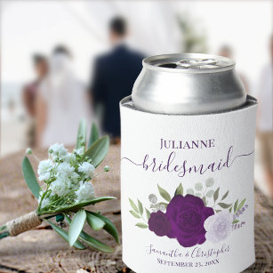 Rafraîchisseur Pour Canette Plum violet Roses Élégant Mariage Bridesmaid