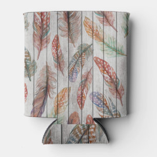 Rafraîchisseur Pour Canette Plumes colorées, Aquarelle Design sans joint.