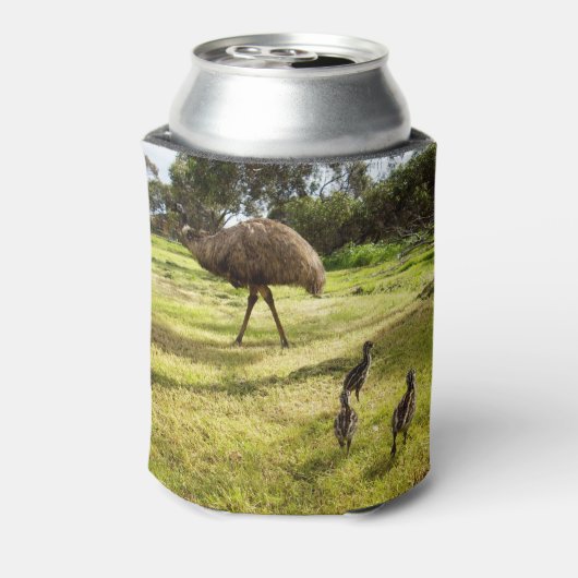 Rafraîchisseur Pour Canette "Plumes et pas de pas : le père Emu avec les poule (Can Dos)