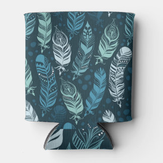 Rafraîchisseur Pour Canette Plumes ethniques : Motif coloré sans couture.