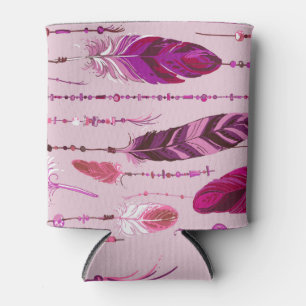 Rafraîchisseur Pour Canette Plumes ethniques : Motif de couleur vive.