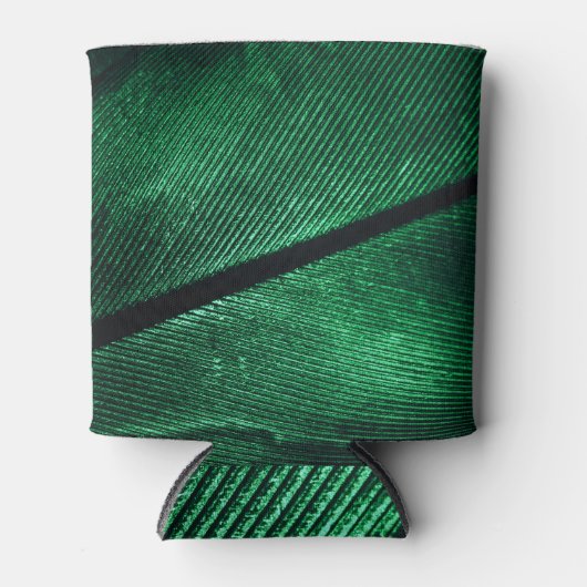 Rafraîchisseur Pour Canette Plumes Vertes, Belle Texture Motif. (Devant)