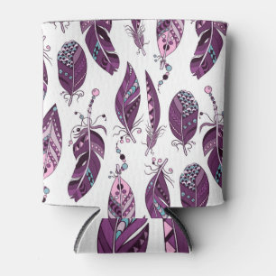 Rafraîchisseur Pour Canette Plumes violettes : Vintage Ornementale sans joint.