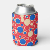 Rafraîchisseur Pour Canette Points Rouge Et Bleu Sur Rouge (Can devant)